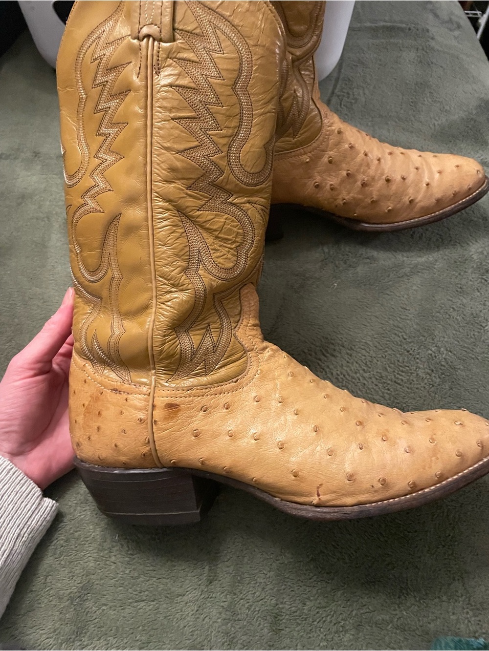 Tony Lama Tan Ostrich Leather Men's Western Boots 8.5D
